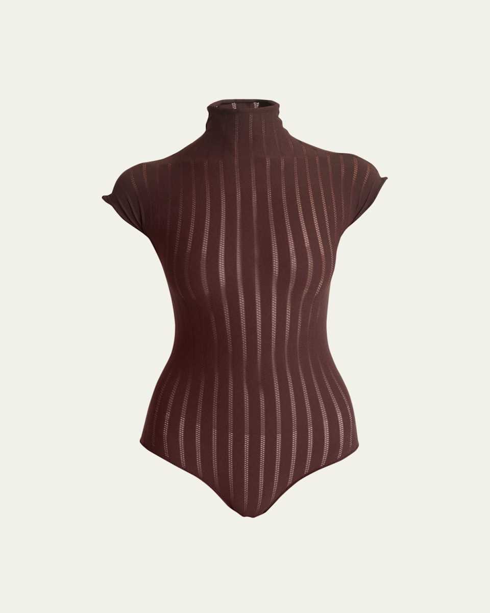 Striped Sheer Knit Bodysuit